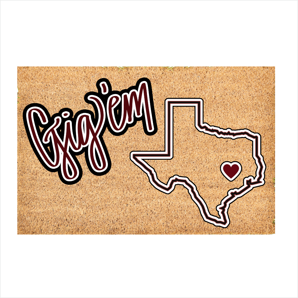 Custom "Gig'em" Door Mat